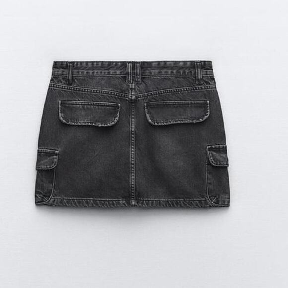 Zara DENIM CARGO SKIRT TRF Size Extra Large XL - Picture 10 of 13